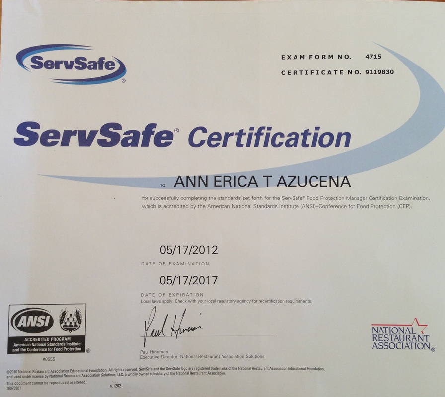 Certificates Erica Azucena s Dietetics Portfolio